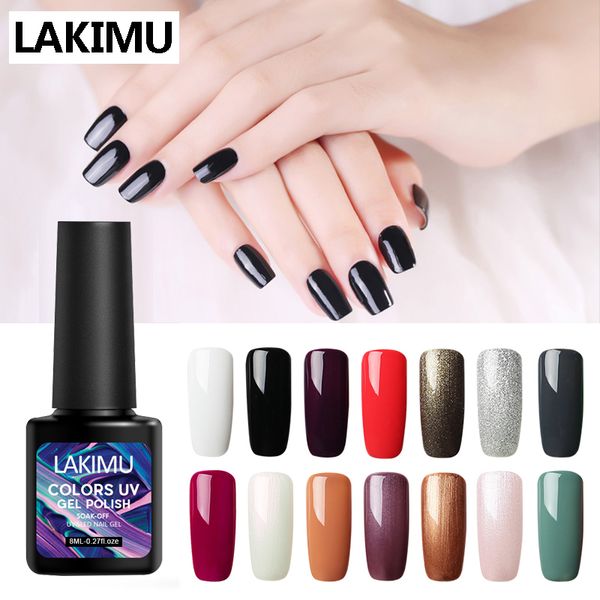 

lakimu soak off nail primer semi permanent uv gel hybrid lacquer gorgeous gel polish nail art polish set for manicure, Red;pink