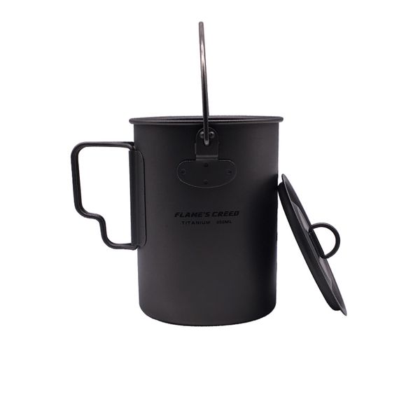 

900ml titanium pot titanium water mug cup with lid and foldable handle outdoor camping pot cooking pots picnic hang