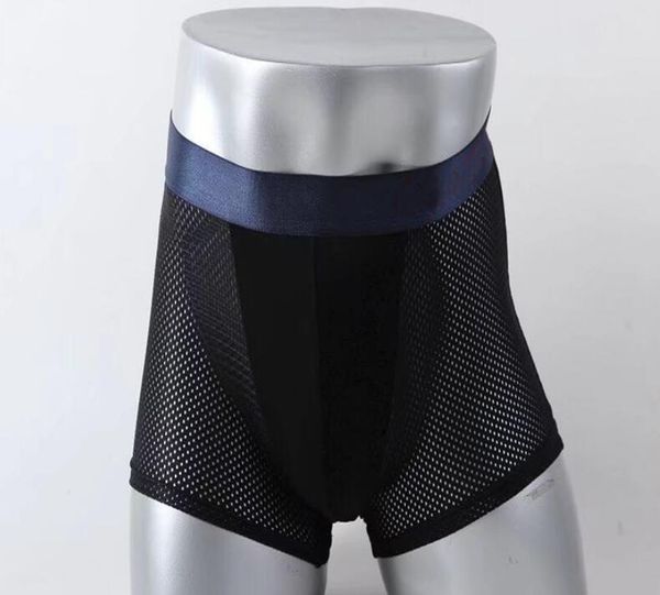 

mesh hollowing out cmodels n8 mens boxer briefs men ice silk breathable underpants breathable mesh briefs men boxers hollow out soft, Black;white