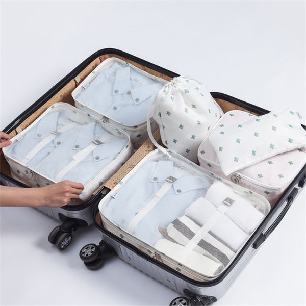 

new travel storage bag 7pcs suit tour clothing sundry multi-function thickened luggage bag folding package ing