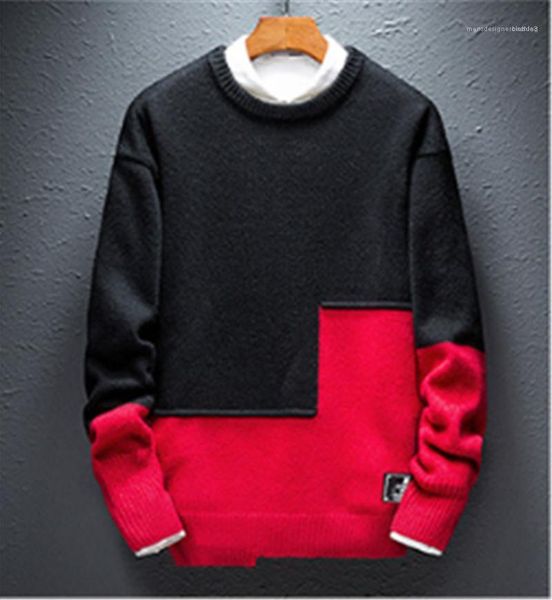 

casual slim male pullovers designer winter mens sweaters solid color stitching long sleeve hommes fashion, White;black