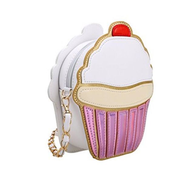 

2020 ice cream bag fashion 2d funny ice cream cupcake handbag messenger zipper bag purse crossbody splicing messenger body key bag