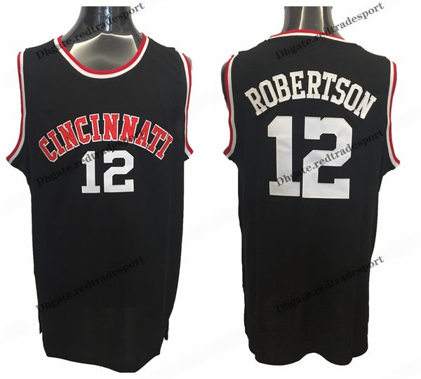 

mens cincinnati bearcats oscar robertson college basketball jerseys home blue vintage 12 oscar robertson stitched shirts s, Black