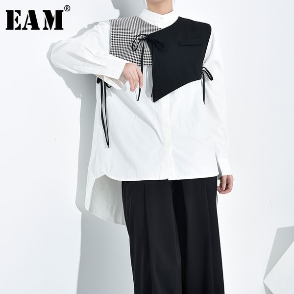 

eam] women loose fit black bandage plaid asymmetrical vest new v-collar sleeveless fashion tide spring autumn 2019 1h0730, Black;white