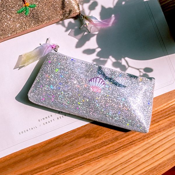 

unicorn makeup brush bags pouch for women sequins laser cosmetic case trousse de maquillage organizer pencil bags