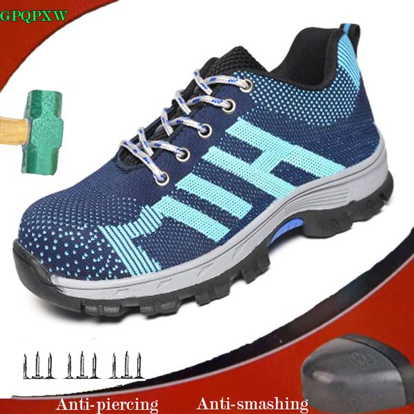 

summer non-slip wear-resistant breathable work shoes anti-smashing anti puncture safety shoes outdoor sports steel men's boots, Black
