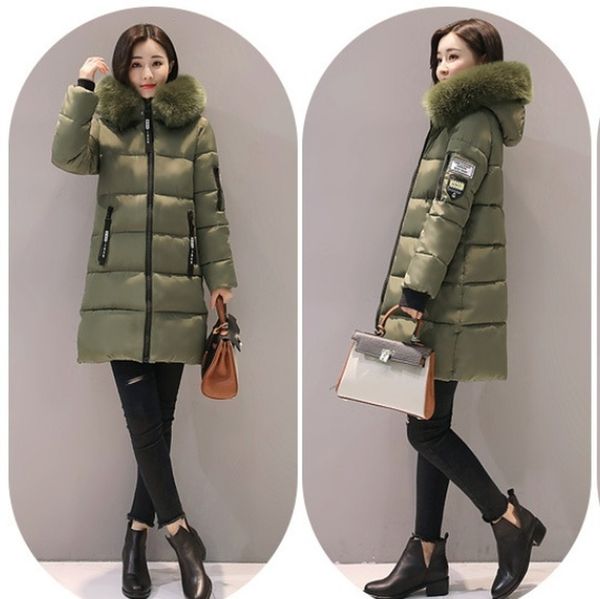 

zogaa 2018 women's hooded coat warm parkas women parka winter long slim cotton padded jacket windbreaker solid color plus size, Black