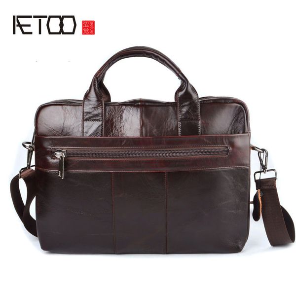 

aetoo genuine leather bag men bag cowhide men crossbody bags men's travel shoulder bags tote lapbriefcases handbags brown cj191201