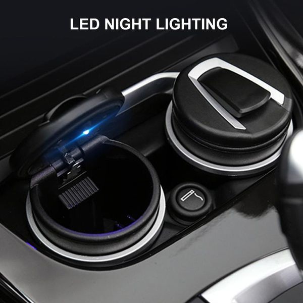 

1pc portable auto car truck led cigarette smoke car ashtray blue led light smokeless ashtray cigarette holder anti-slip rubber