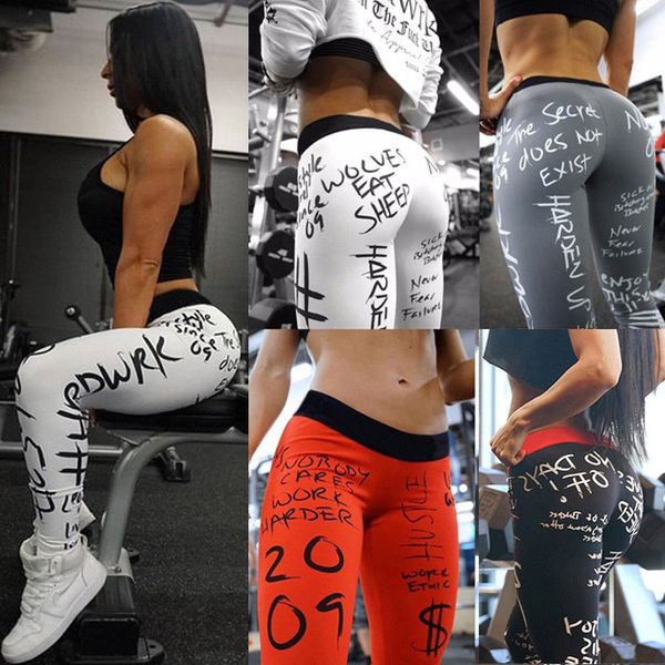 

yoga pants sport leggings women fitness gym tights s-xl love squats pants 3d printing elastic high waist yoga leggings running, White;red