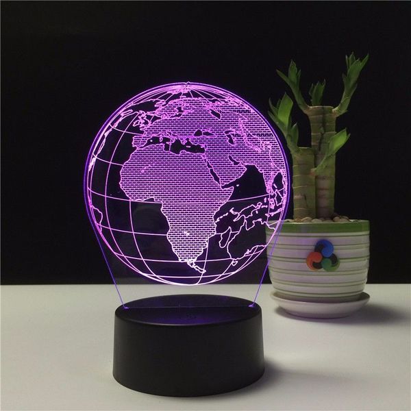 

creative earth globe 3d holograma acrylic 7 color bedside bedroom lamp luz de led lamp usb night light decoracao casa lampka