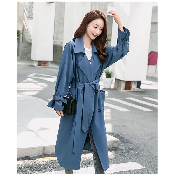 

ветровка женская 2019 весна осень новая мода повседневная шик свободные дамы прямые с длинным рукавом реглан пальто ветровки fema m01, Tan;black