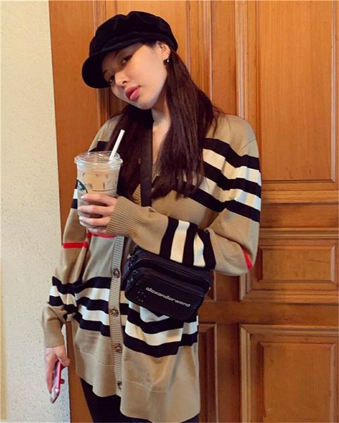 

женская дизайнер свитер классический полосатый brand мода роскошные v шеи вскользь одежда женская повседневная джемпер трикотаж, White;black