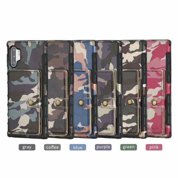 

for iphone 11 pro max 7 8 plus xs max xr wallet case, deluxe pu camouflage leather case with pu card slot for samsung note 9 10 s8 9 s10p