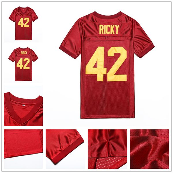 

boyz n the hood ricky baker #42 football jersey morris chestnut all sewn red s-xxxl, Black