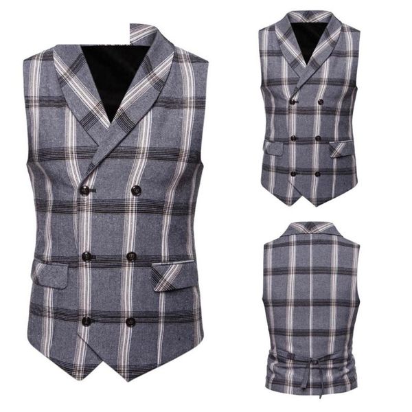 

jaycosin 2018 fashion suit vest men formal plaid button print sleeveless jacket coat british business suit vest casual 18aug14, Black;white