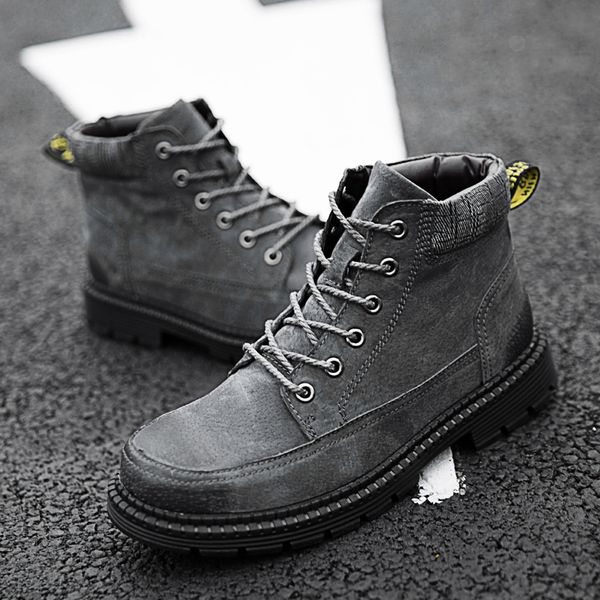

cimim brand large size men outdoor fashion boots new winter keep warm casual men boots genuine leather luxury work, Black
