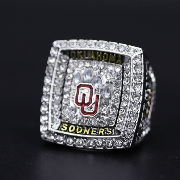 

2018 oklahoma sooners college football championship ring oklahoma state university fan men gift wholesale customized, Golden;silver