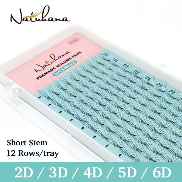 

natuhana short stem premade volume fans lashes 2d 3d 4d 5d 6d false eyelashes faux silk mink pre made fans eyelash extensions