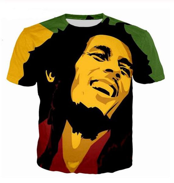 

summer style men women short sleeve shirt bob marley 3d digital print t-shirts for tees shirts loose casual tees r0145, White;black