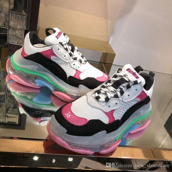 

2019 designer casual shoes sneakers cushion triple s 3.0 combination nitrogen outsole crystal bottom casual shoes size:35-44 with box ba8, Black