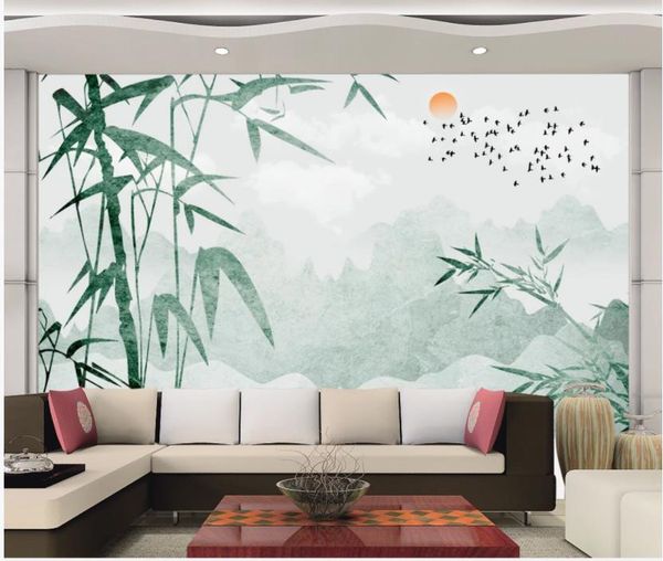 

art mural for living room large painting home decor ink painting bamboo landscape tv background wall custom p wallpaper