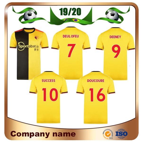 

New 19/20 Watford SUCCESS Soccer Jerseys 2019 Home PEREYRA DEENEY GRAY DEULOFEU Soccer Shirt HUGHES MASINA football uniform