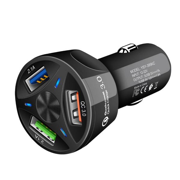 

3 ports car charger quick charge fast car cigarette lighter usb charger interior accessories