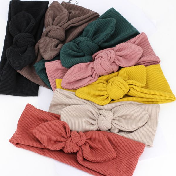 

women elastic winter bow scarf neckerchief hairband crochet knitted hair bands wool headbands headwrap ribbon hair accessories