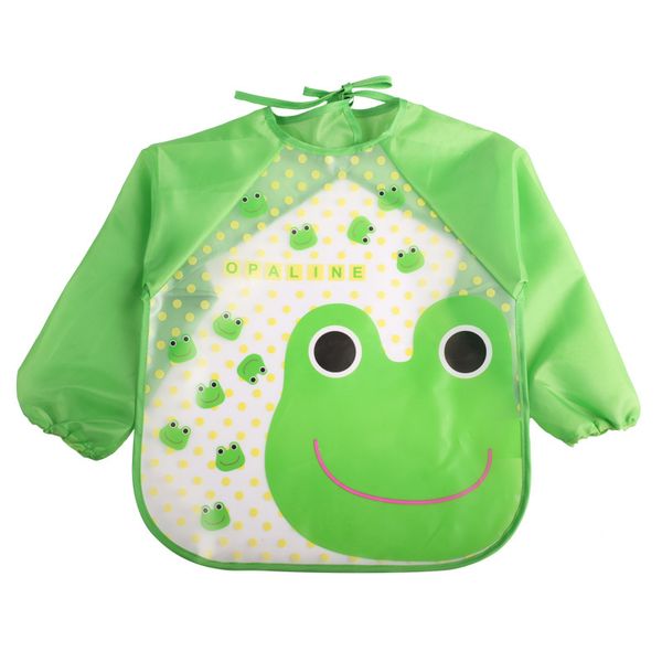 

baby bibs kids long sleeve waterproof feeding bib art apron cute cartoon frog long sleeve for baby self feeding baberos t2002