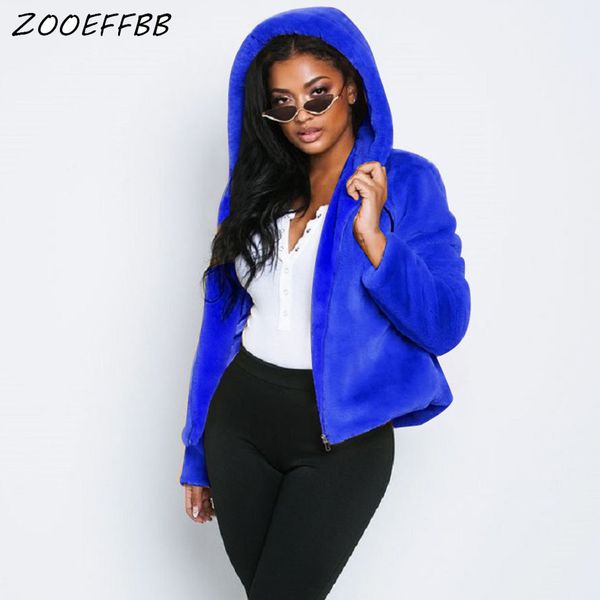 

zooeffbb women hooded thick warm fluffy teddy bear coat jackets plus size plush coat winter clothing long sleeve faux fur, Black
