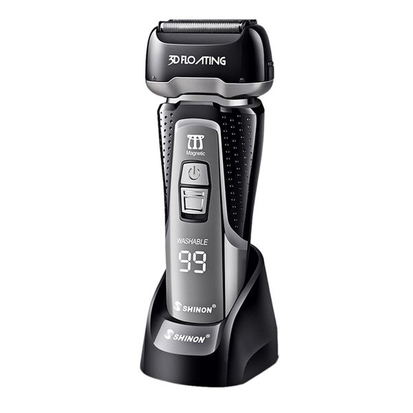 

shinon portable electric men water resistant 3 blade shaver water resistant washable dry usage shaver with lcd display screen