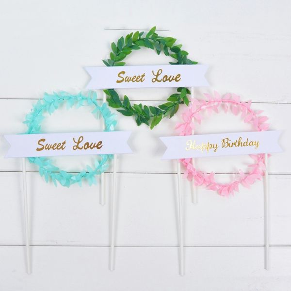 

1pc tree vine happy birthday cake decoration new arrival sweet love word cupcake er forest series dessert table insert flag