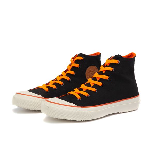 

fall sports male tide shoes high-men's shoes 1970s port of wind handmade retro vulcanized shoes canvas, Black
