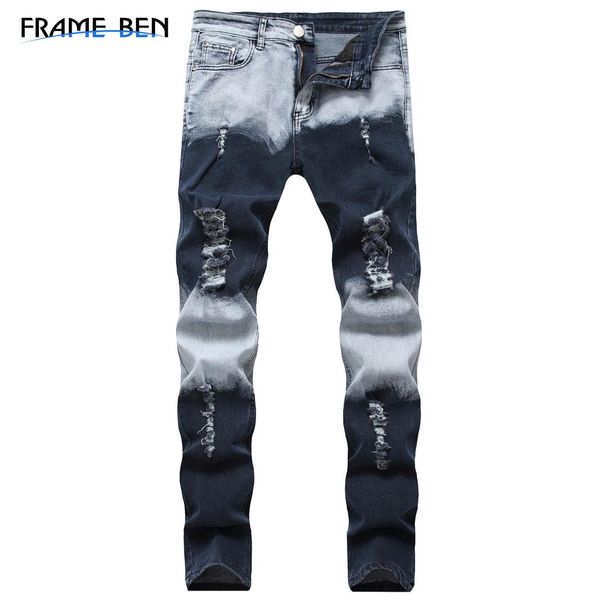 

frame ben male denim trousers pants 2019 fashion new men's casual slim patch jeans dropshipping men skinny jeans, Blue