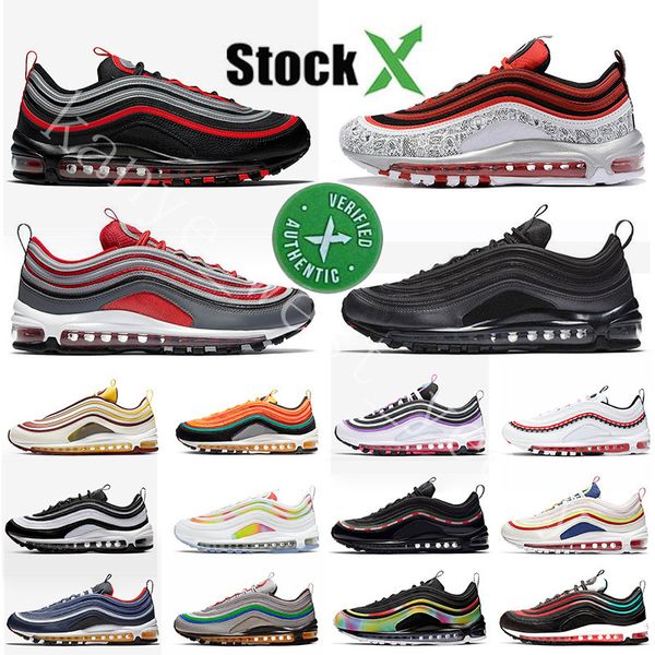 

97 bred 2020 mens sneaker 97s balck metallic gold throwback undefeated have a day running shoes south beach women sneakers trainer size 12, White;red