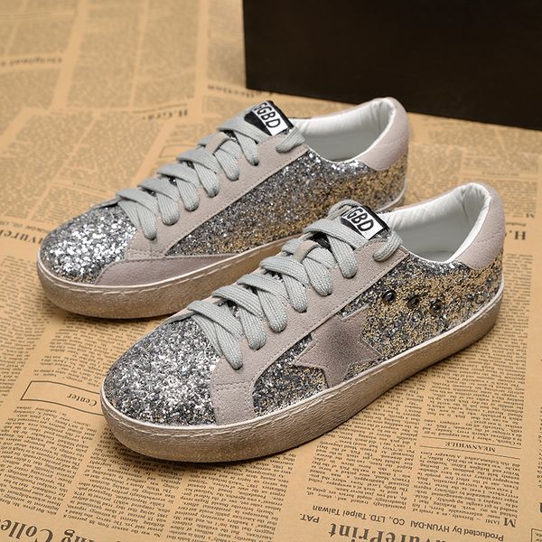 

Дикая корейская версия повседневной обуви дышащая обувь плоская блестка звезда