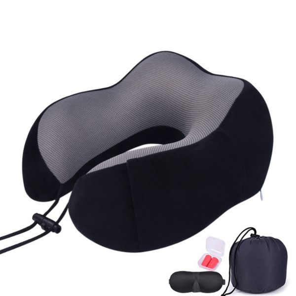 

u-shaped memory foam neck pillows soft slow rebound space travel pillow solid neck cervical healthcare beddings