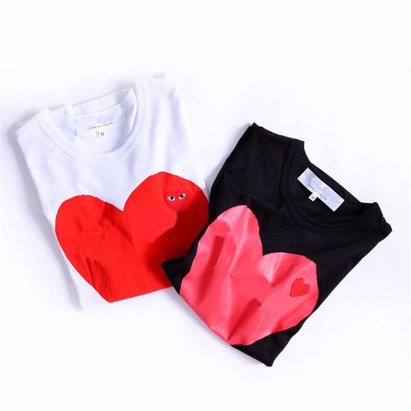 

designer t shirt mens fashion brand with heart shape printed lovers womens t shirts hip-hop short sleeve mens clothing, White;black