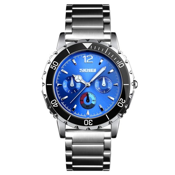

men quartz watch fashion brand skmei wristwatch men's watches 50m waterproof stainless steel mens bracelet business clock male, Slivery;brown