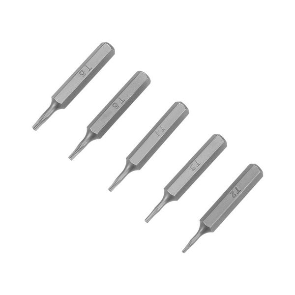 

uxcell torx bits set 5pcs 5/32 inch hex shank t2 t3 t4 t5 t6 screwdriver bit set 28mm length s2 screw driver kit tools