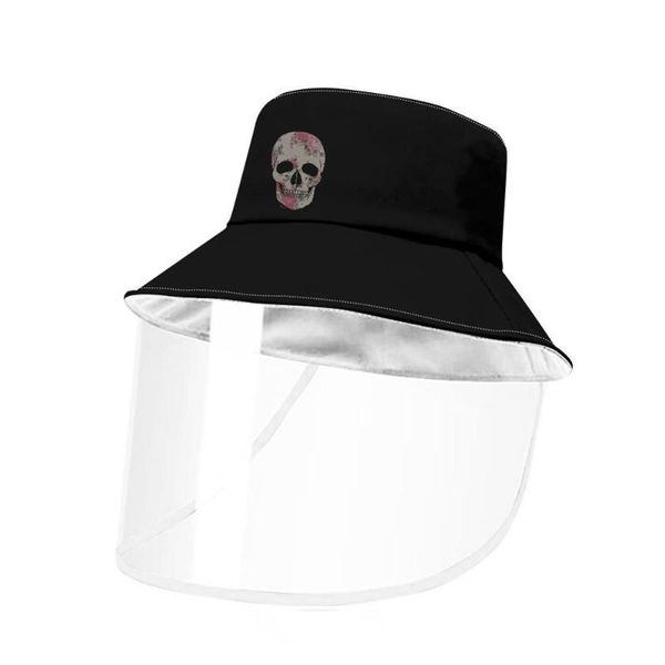 

punk skull print bucket hats sun protective face shield cover hip-hop summer beach women men fisherman cap black fashion