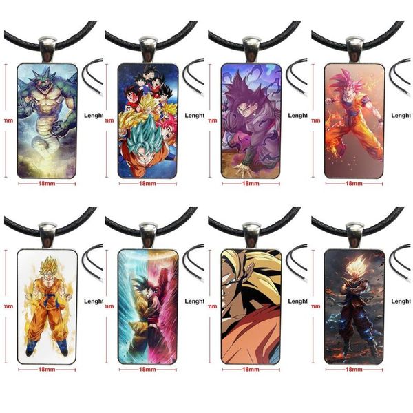 

little goku for women party necklace with steel plated glass cabochon choker long pendant rectangle necklace, Silver