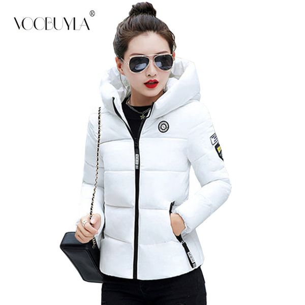 

2019 winter parkas women autumn plus size 5xl coat jacket hooded thick warm short outerwear female slim cotton padded basic, Black