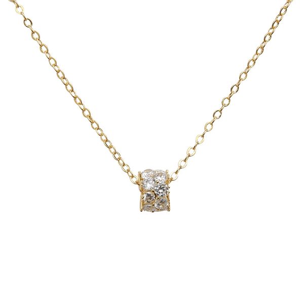 

elegant cubic zirconia pendant necklaces for women collier accessories, gold color copper necklace chain collares femme jewelry, Silver