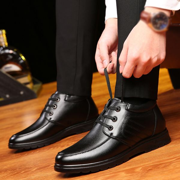 

shoes men new fashion casual tenis sneakers fashion men's retro autumn and winter plus velvet tie business casual shoes, Black