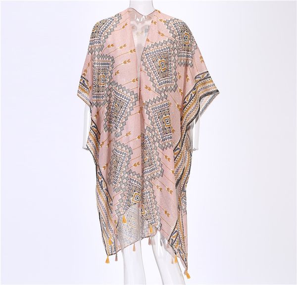 

new printed chiffon beach blouse bikini jacket swimsuit jacket, Blue;gray