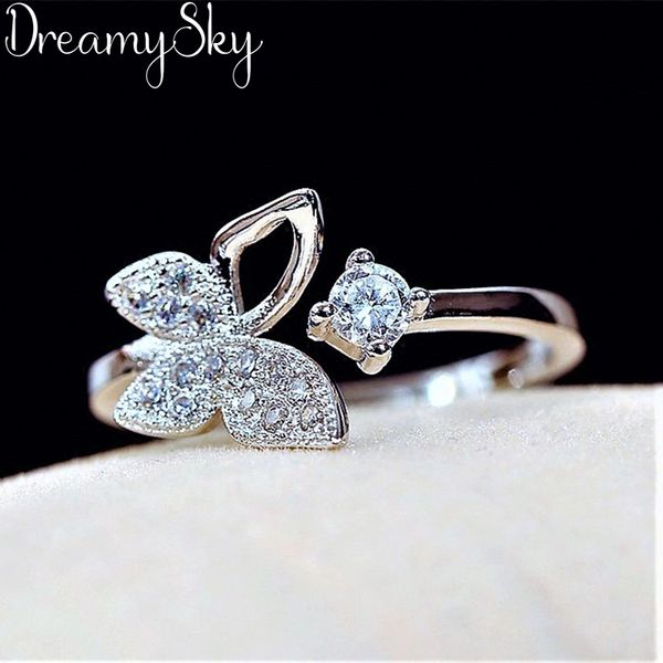 

fashion 925 sterling silver zirconia butterfly rings for women ladies luxury jewelry punk adjustable antique ring anillos