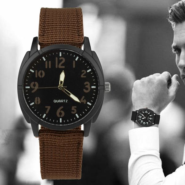 

new men watch retro design nylon band analog alloy relojÂ hombre quartz wrist watch wrist watches gift relogio masculino new, Slivery;brown
