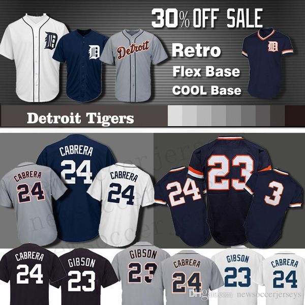 

1Men Tigers 24 Miguel Cabrera Tigers jersey Detroit 23 Kirk Gibson 3 Alan Trammell Baseball Jerseys